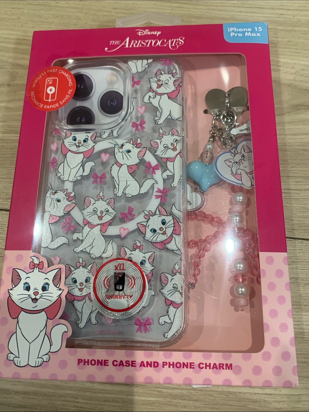 Disney The Aristocats Pink & White iPhone 15 Pro Max Case with Charm
